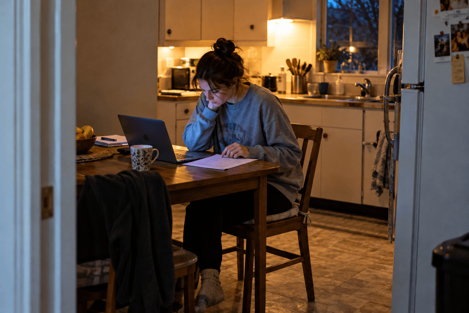 Une personne lit une liste près d'un logiciel d'impôt sur son ordinateur.